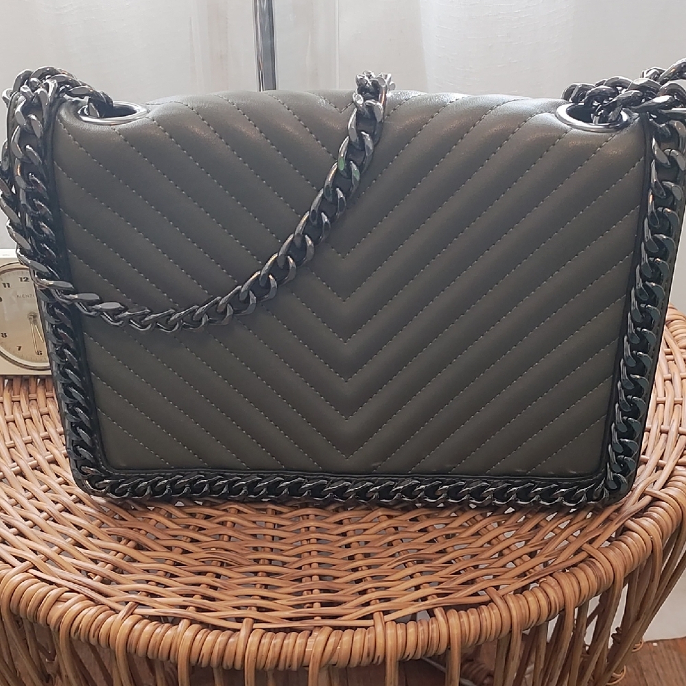 Aldo Olive Color Quilted Chain Shoulder Bag